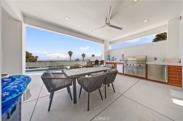 1270 W Chase Dr, Corona, CA 92882 - view of patio with a ceiling fan and outdoor dining area