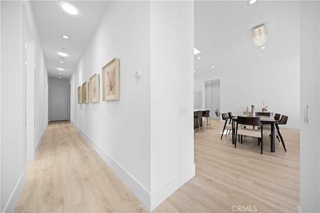 1270 W Chase Dr, Corona, CA 92882 - hallway featuring light wood-style floors, baseboards, and recessed lighting