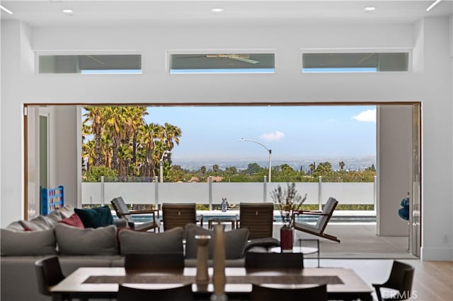1270 W Chase Dr, Corona, CA 92882 - dining room with healthy amount of natural light, recessed lighting, and wood finished floors