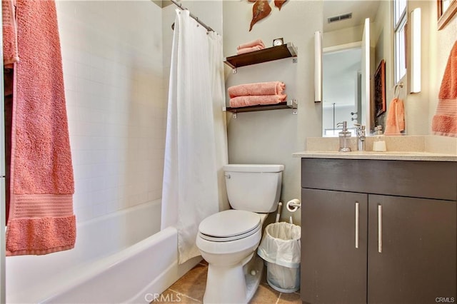 133 The Promenade N Unit 408, Long Beach, CA 90802 - full bath with toilet, vanity, shower / bath combo, and tile patterned floors