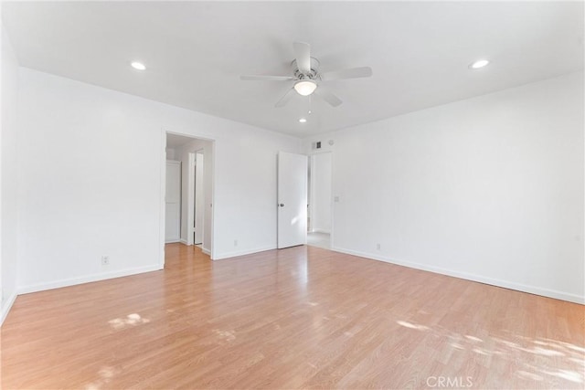 13421 Epping Way, Tustin, CA 92780 - spare room featuring ceiling fan, baseboards, recessed lighting, and light wood-style floors