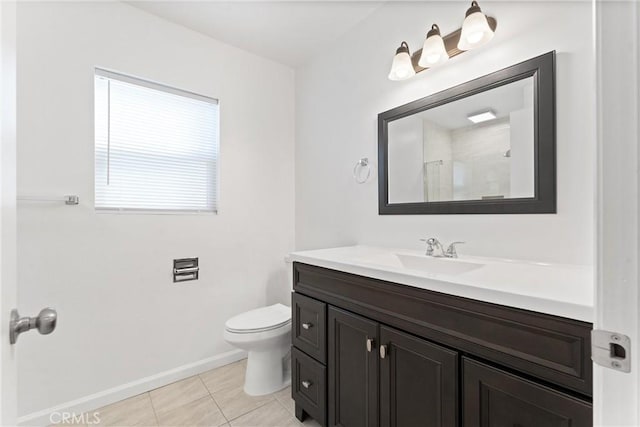 13421 Epping Way, Tustin, CA 92780 - bathroom featuring vanity, a shower, tile patterned floors, toilet, and baseboards