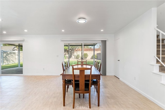 13421 Epping Way, Tustin, CA 92780 - dining space with stairway, recessed lighting, and baseboards