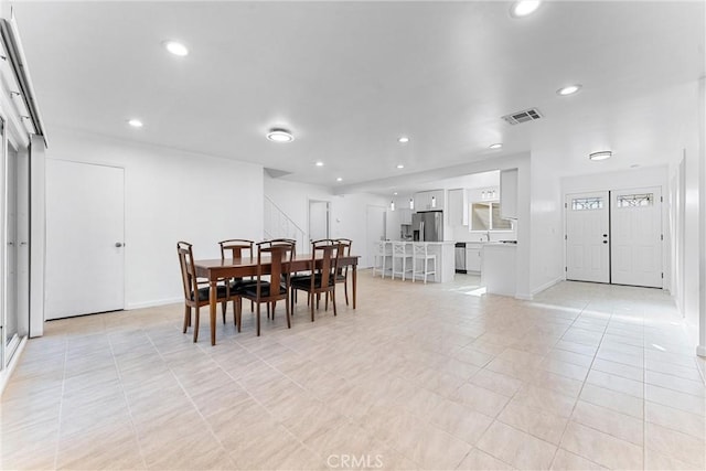 13421 Epping Way, Tustin, CA 92780 - dining room featuring recessed lighting, baseboards, and light tile patterned floors