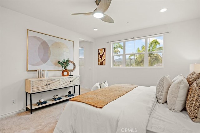 937 E Wonder Ln, Glendora, CA 91740 - carpeted bedroom with a ceiling fan, baseboards, and recessed lighting
