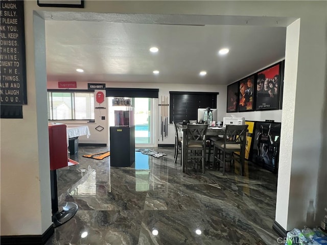 15245 Apache Rd, Apple Valley, CA 92307 - dining area featuring marble tiled floors, recessed lighting, and baseboards