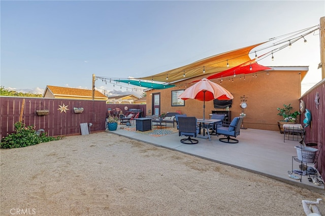 43156 41st St W, Lancaster, CA 93536 - fenced backyard with a patio and outdoor lounge area