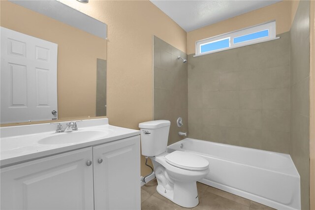 1018 N Millard Ave, Rialto, CA 92376 - full bath featuring toilet, shower / bath combination, tile patterned flooring, and vanity