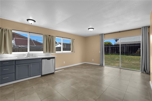 1018 N Millard Ave, Rialto, CA 92376 - kitchen featuring dishwasher, a sink, gray cabinets, and healthy amount of natural light