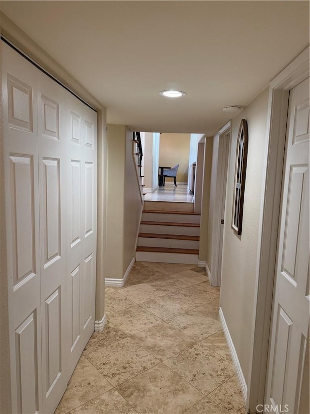 28726 Macklin Ave, Canyon Country, CA 91387 - hall featuring baseboards, stairway, and recessed lighting