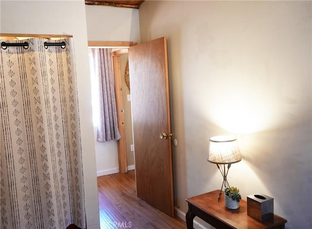 657 Moreno Ln, Sugarloaf, CA 92386 - hall with wood finished floors and baseboards