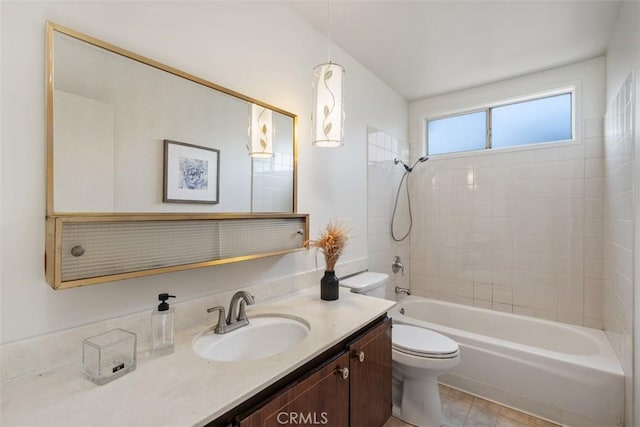 251 Mountain Crest Rd, Duarte, CA 91010 - bathroom featuring toilet, vanity, shower / tub combination, and tile patterned floors