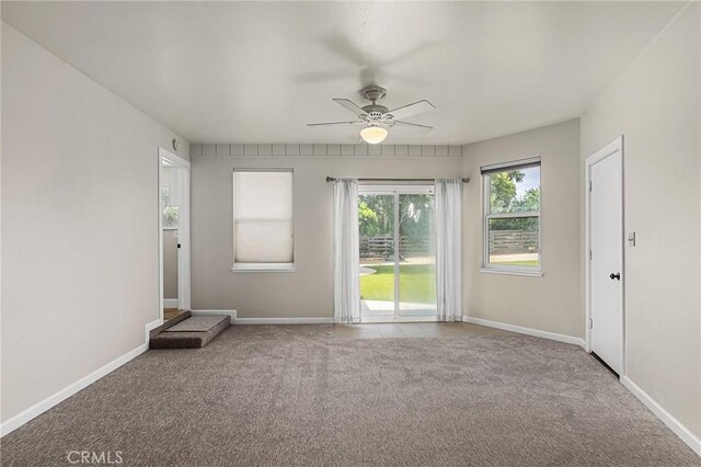 201 Valley View Dr, Oroville, CA 95966 - spare room featuring carpet, a ceiling fan, and baseboards