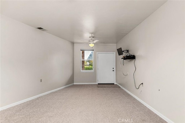 201 Valley View Dr, Oroville, CA 95966 - empty room featuring a ceiling fan, light carpet, and baseboards