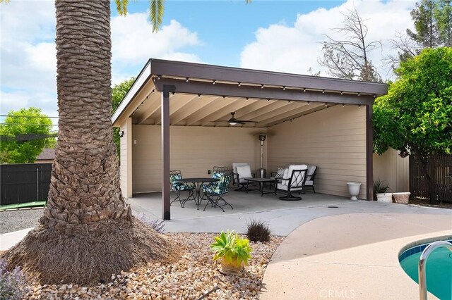 201 Valley View Dr, Oroville, CA 95966 - view of patio with ceiling fan and fence