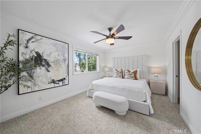 50 Bluff Cove Dr, Aliso Viejo, CA 92656 - bedroom with ornamental molding, carpet, baseboards, and ceiling fan