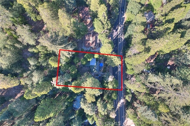 27048 State Highway 189, Blue Jay, CA 92317 - aerial view of property and surrounding area featuring property boundaries highlighted