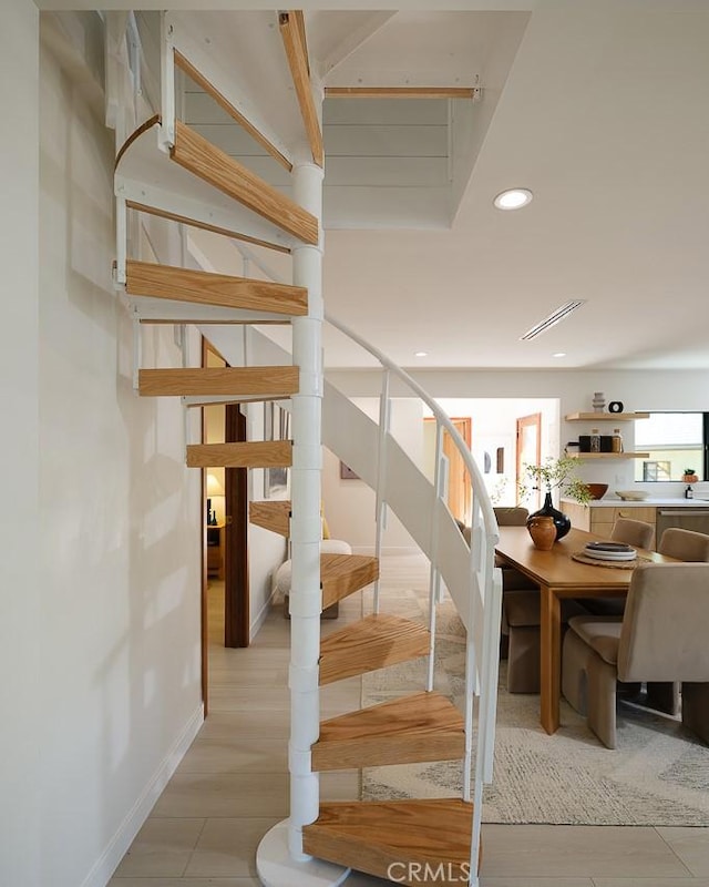 2136 Echo Park Ave, Los Angeles, CA 90026 - stairs with recessed lighting and baseboards
