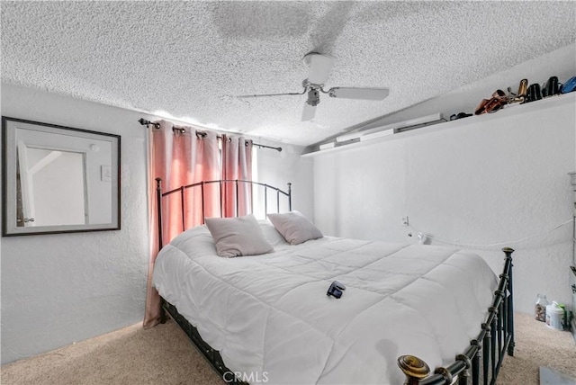 9446 La Grande St, Rancho Cucamonga, CA 91701 - carpeted bedroom with a textured ceiling, a textured wall, and a ceiling fan