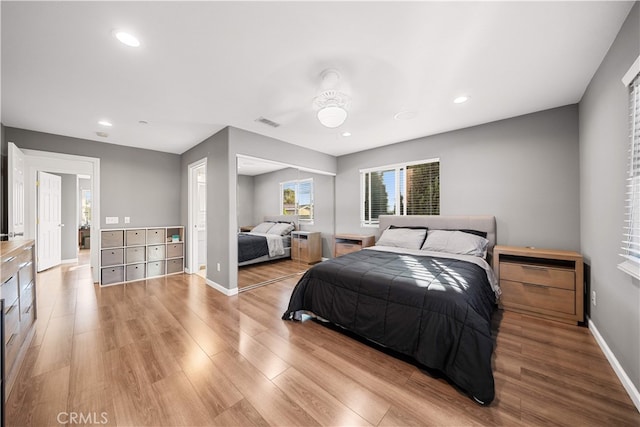 1621 Bryan Ave, Tustin, CA 92780 - bedroom featuring light wood-style floors, recessed lighting, baseboards, and a closet