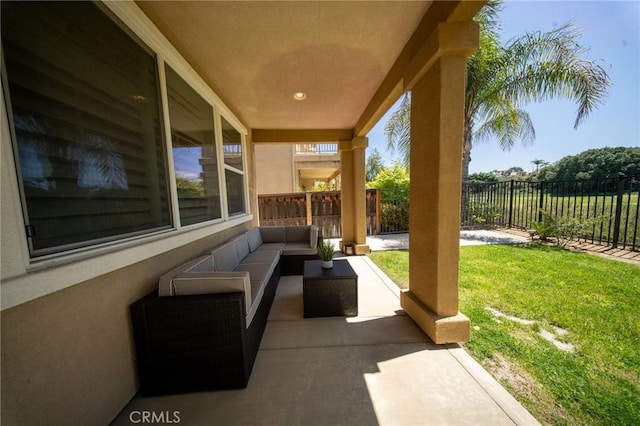 35197 Hogan Dr, Beaumont, CA 92223 - view of patio / terrace featuring an outdoor hangout area