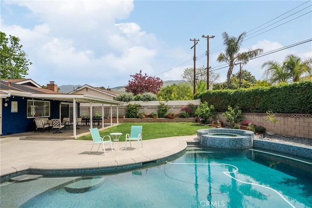 206 Underhill Dr, Glendora, CA 91741 - view of pool with a fenced backyard, a patio area, and a pool with connected hot tub