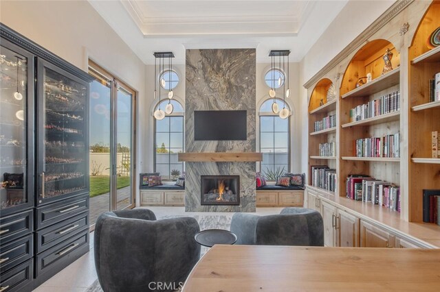 277 Crestview Ave, Camarillo, CA 93010 - living room with a raised ceiling and a premium fireplace