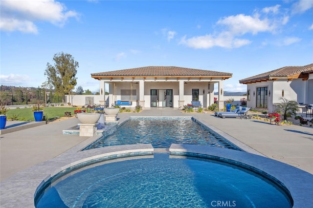 277 Crestview Ave, Camarillo, CA 93010 - view of swimming pool featuring a patio, fence, and a pool with connected hot tub