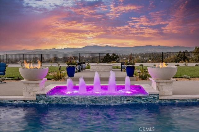 277 Crestview Ave, Camarillo, CA 93010 - pool at dusk with a mountain view and fence