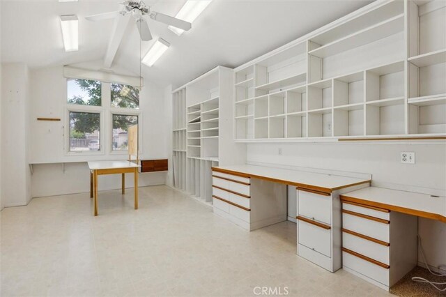 855 Dahlia Ln, San Luis Obispo, CA 93401 - spacious closet featuring a ceiling fan, built in desk, and light flooring