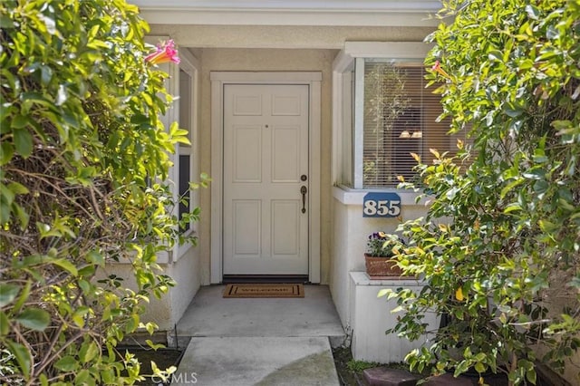 855 Dahlia Ln, San Luis Obispo, CA 93401 - doorway to property featuring stucco siding