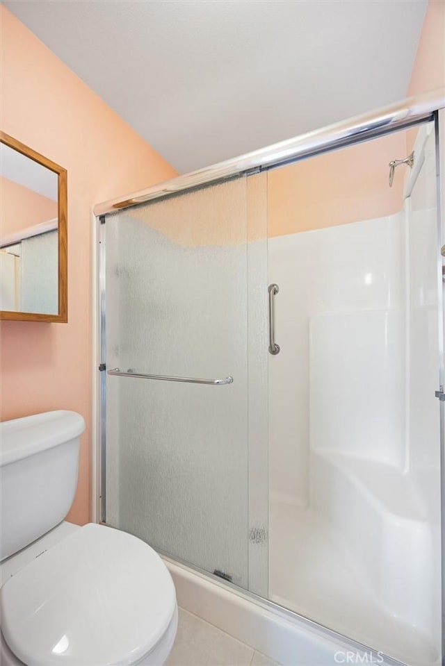 855 Dahlia Ln, San Luis Obispo, CA 93401 - bathroom with a stall shower, toilet, and tile patterned floors