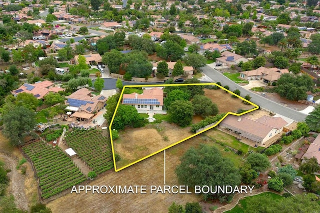 23425 Mountain Peak Rd, Ramona, CA 92065 - aerial view of residential area with property parcel outlined