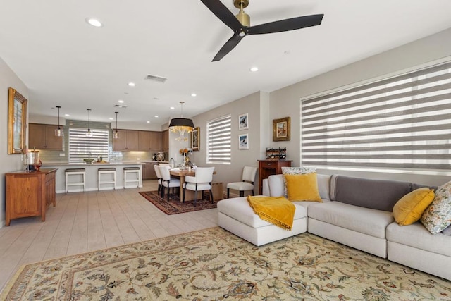 6132 Colt Pl Unit 101, Carlsbad, CA 92009 - living area with a ceiling fan and recessed lighting