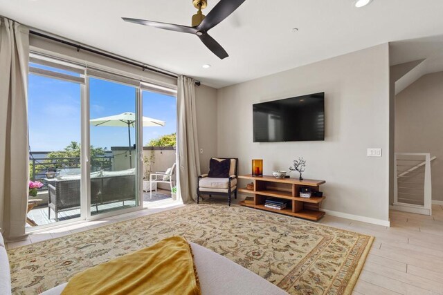 6132 Colt Pl Unit 101, Carlsbad, CA 92009 - living area with ceiling fan and recessed lighting