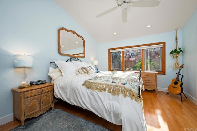 1850 Willowhaven Rd, Encinitas, CA 92024 - bedroom featuring light wood finished floors, vaulted ceiling, ceiling fan, and recessed lighting