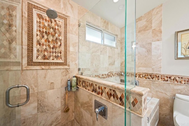 1850 Willowhaven Rd, Encinitas, CA 92024 - full bathroom featuring tile walls and a stall shower