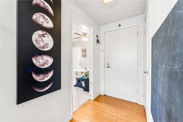 17331 Newland St, Huntington Beach, CA 92647 - entryway featuring wood finished floors and a ceiling fan