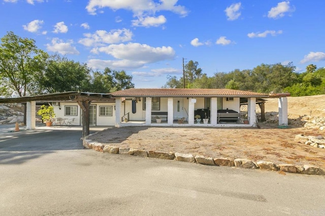 6036 Rainbow Heights Rd, Fallbrook, CA 92028 - view of front of home with a porch and a tiled roof