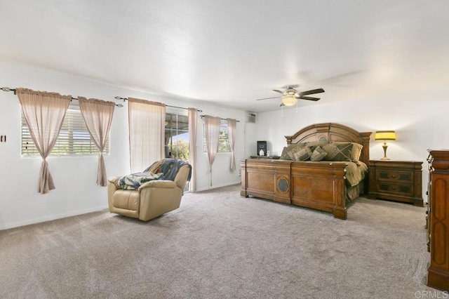 6036 Rainbow Heights Rd, Fallbrook, CA 92028 - carpeted bedroom with access to outside, ceiling fan, and baseboards