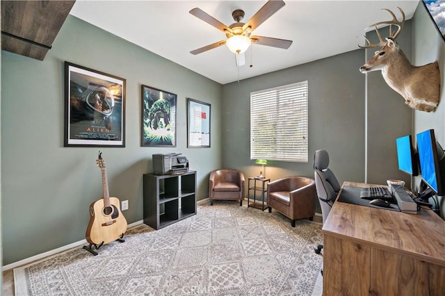27423 Larabee Ct Unit 3, Murrieta, CA 92562 - office featuring a ceiling fan, baseboards, and light colored carpet