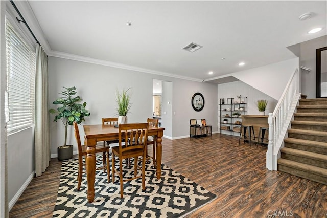 27423 Larabee Ct Unit 3, Murrieta, CA 92562 - dining room featuring wood finished floors, stairs, recessed lighting, baseboards, and plenty of natural light