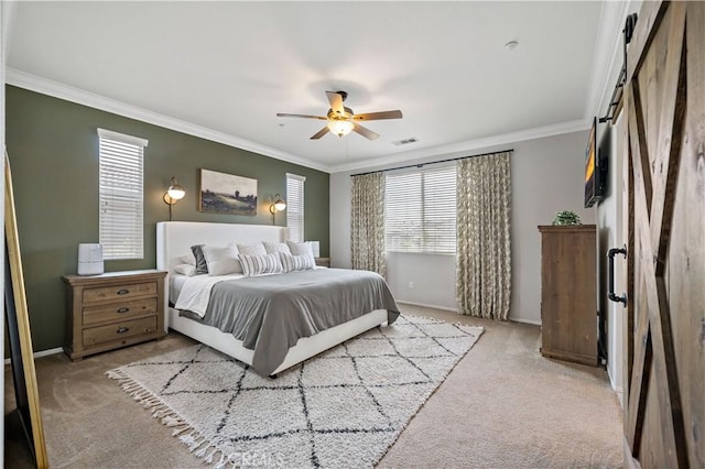 27423 Larabee Ct Unit 3, Murrieta, CA 92562 - carpeted bedroom with crown molding, baseboards, and a ceiling fan