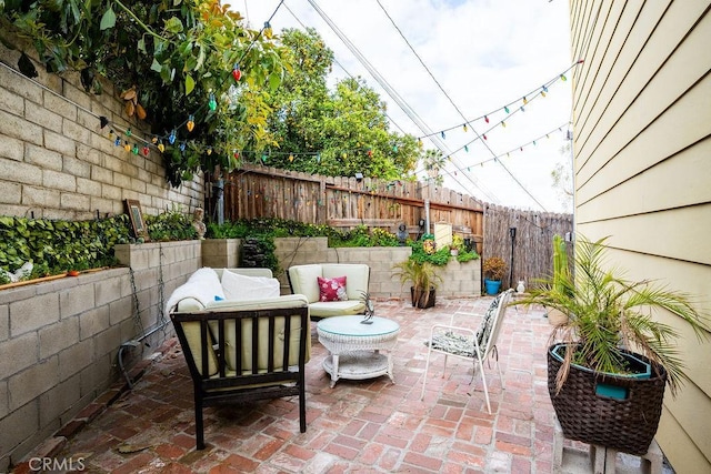 22460 Venido Rd, Woodland Hills, CA 91364 - fenced backyard with a patio and an outdoor hangout area