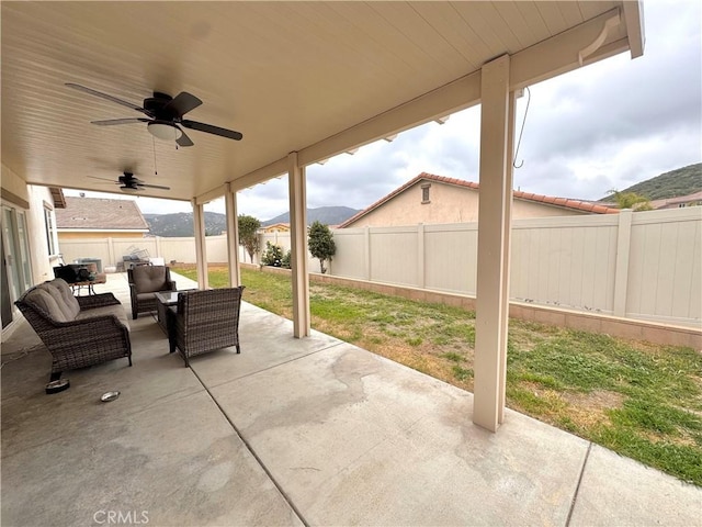 18016 Ribwort Rd, San Bernardino, CA 92407 - view of patio featuring outdoor lounge area and a ceiling fan
