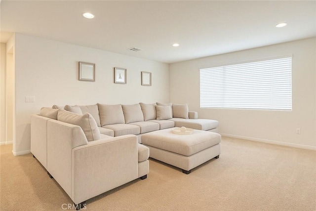 18016 Ribwort Rd, San Bernardino, CA 92407 - living area with light carpet, recessed lighting, and baseboards