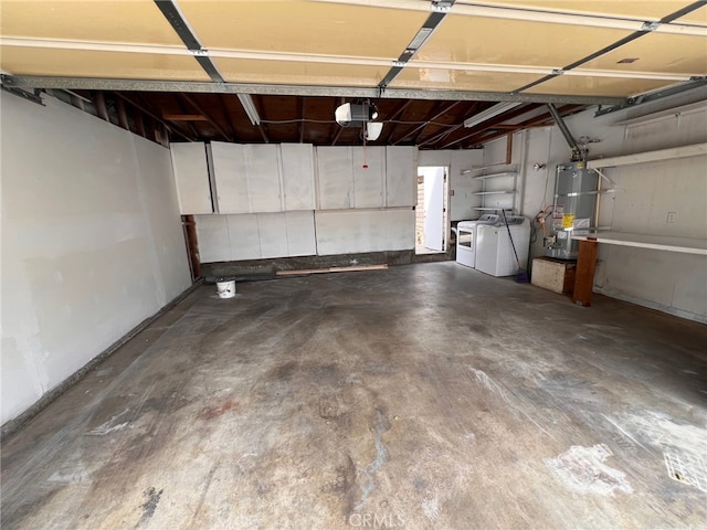 1007 Harrington Way, West Covina, CA 91792 - garage with strapped water heater, separate washer and dryer, and a garage door opener