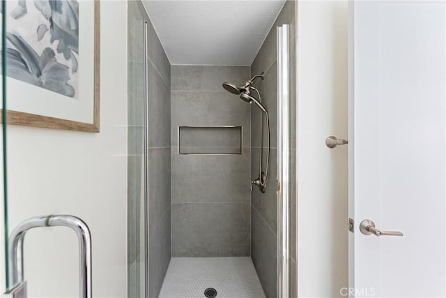bathroom with a shower stall