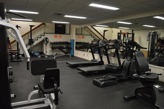 5845 Friars Rd Unit 1316, San Diego, CA 92110 - gym featuring a paneled ceiling
