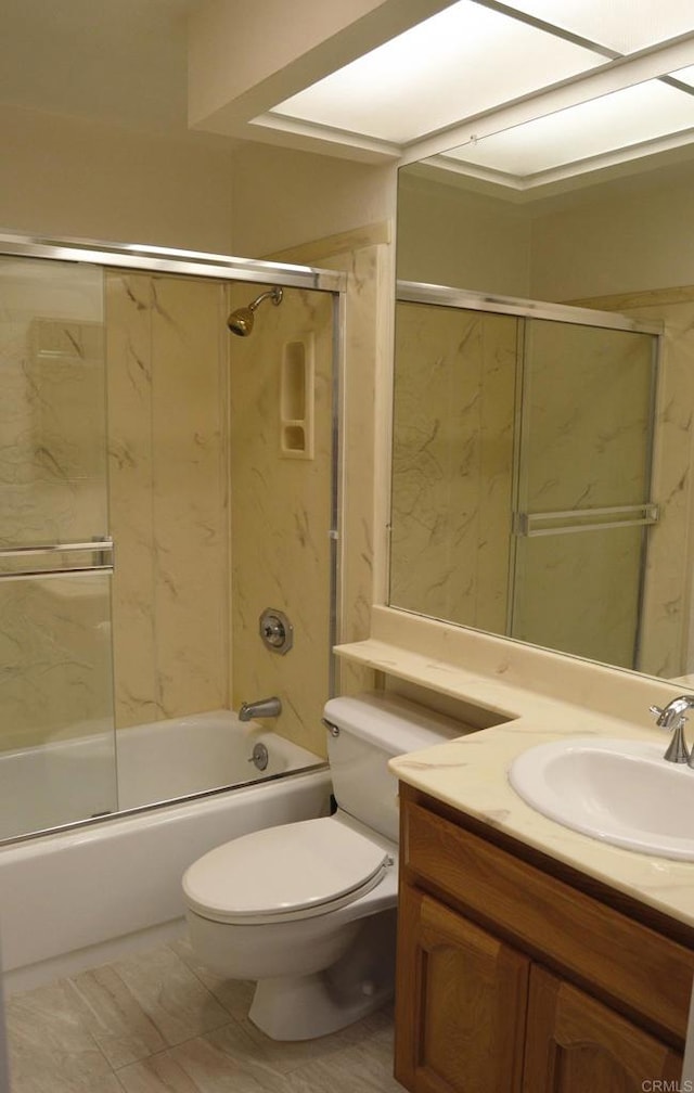 5845 Friars Rd Unit 1316, San Diego, CA 92110 - bathroom featuring vanity and bath / shower combo with glass door